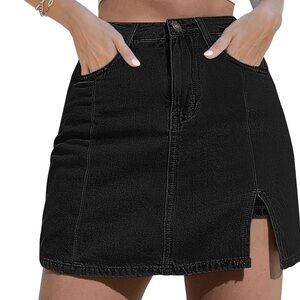 Luvamia Black Denim Mini Skirt